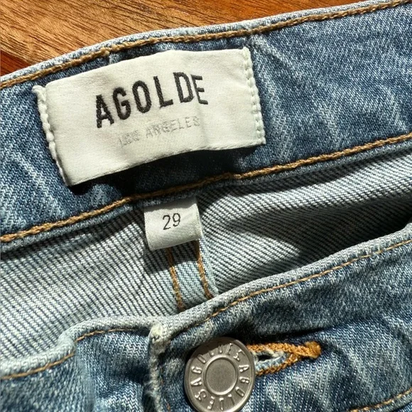 Agolde Women's Vintage high rise Straight Leg Blue Jeans - Picture 4 of 10